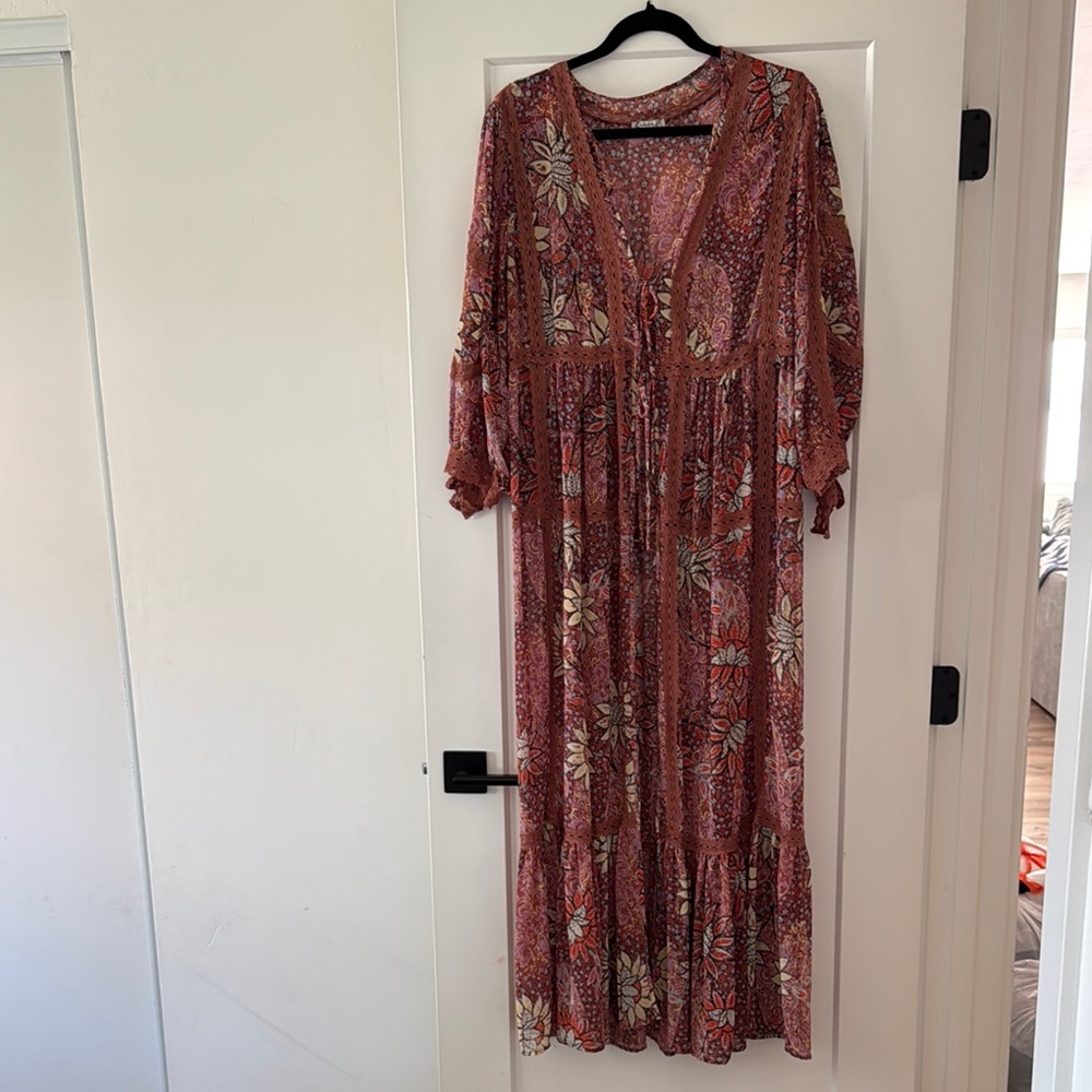 Free People Red Ruffled Tiered Sheer